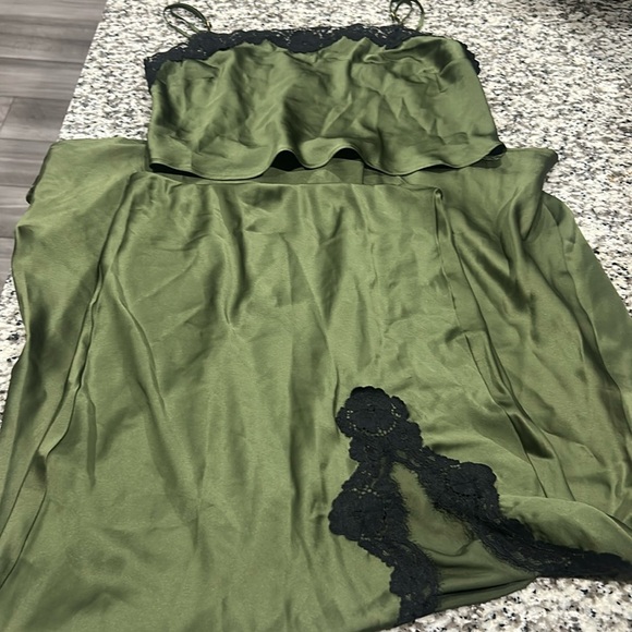 Victoria's Secret Olive Satin Set - Picture 1 of 6